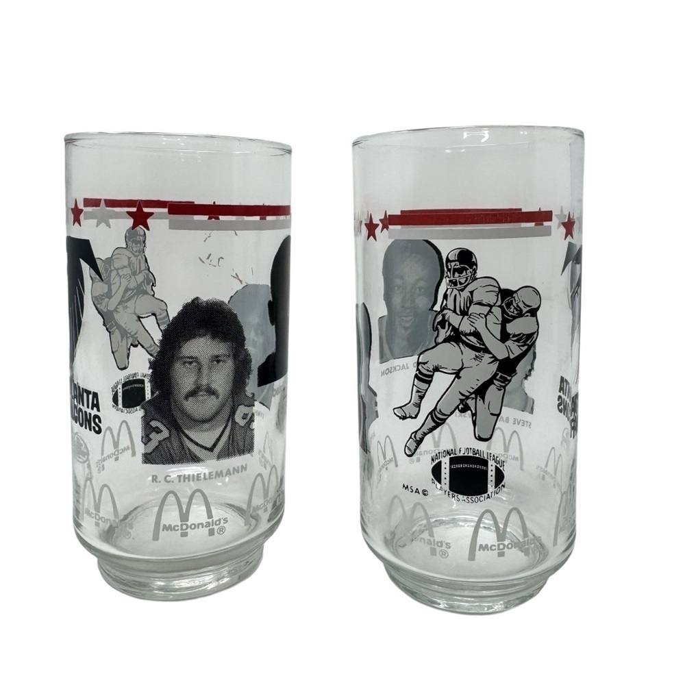 NFL Atlanta Falcons McDonald's Pair of Vintage Football Drinking Glasses-1981